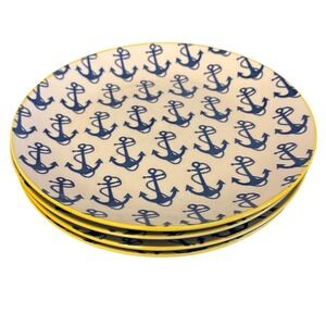 Pfaltzgraff Nautical Anchor Salad Plates | Set of 4 | 8.5 Inch | FLAW-See Pics